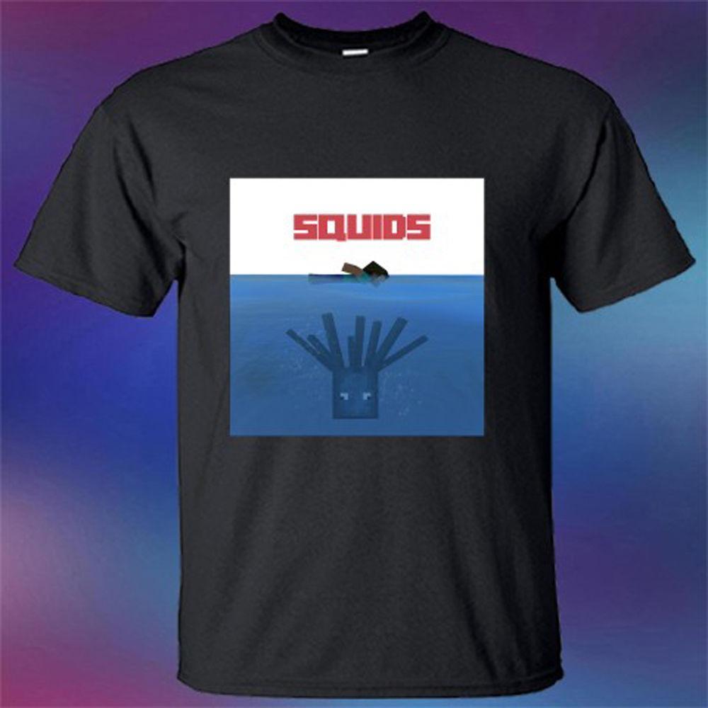 Jaws Logo - New Squids Minecraft Funny Jaws Logo Men'S Black T Shirt Size S 3XL
