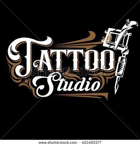 Tattoo Logo - Vector tattoo studio logo templates on black background. Cool retro ...