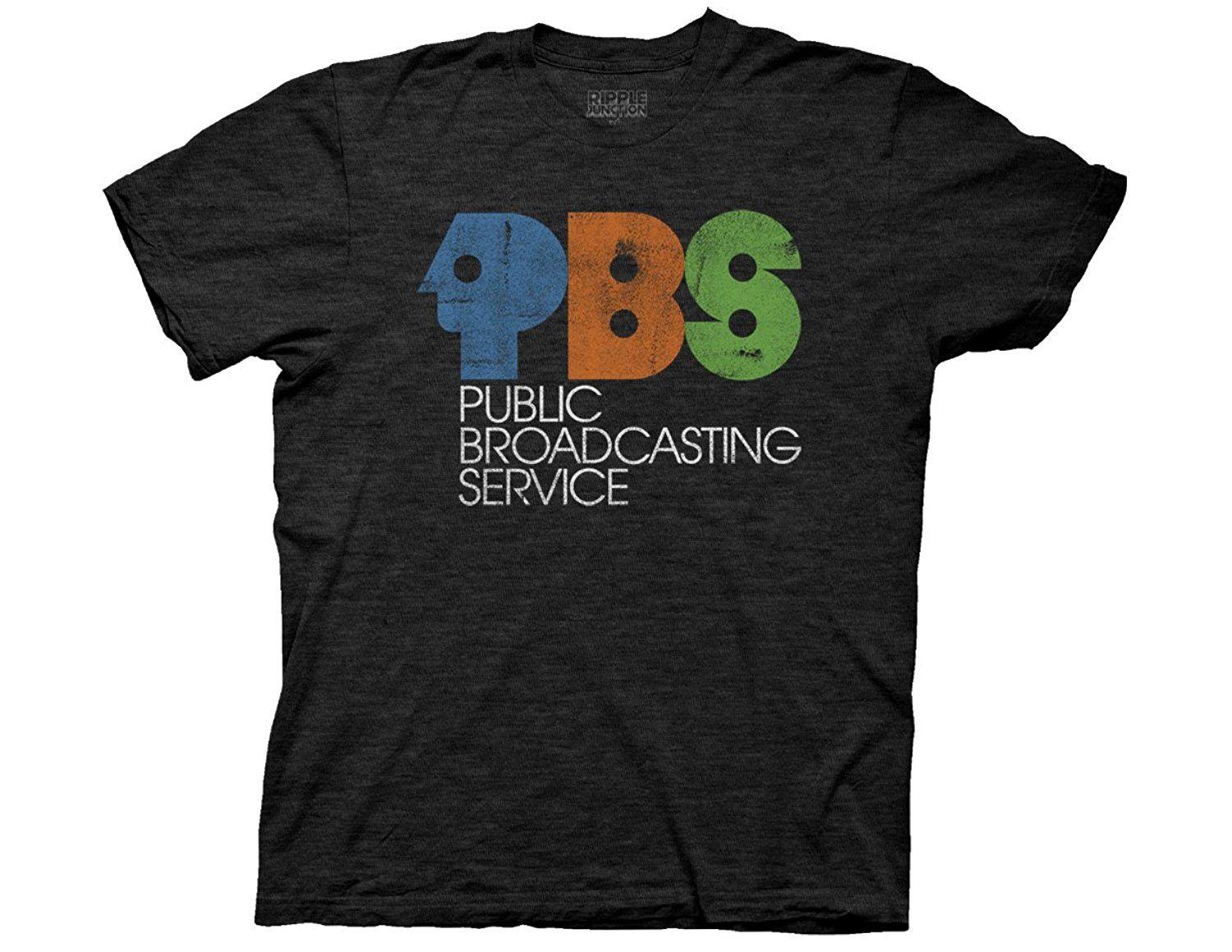 Shoppbs.org Logo - PBS Vintage Logo Distressed Adult T-Shirt | Ripple Junction