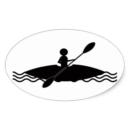 Kayaking Logo - Kayak Stick Man Logo Oval Sticker | Zazzle.com