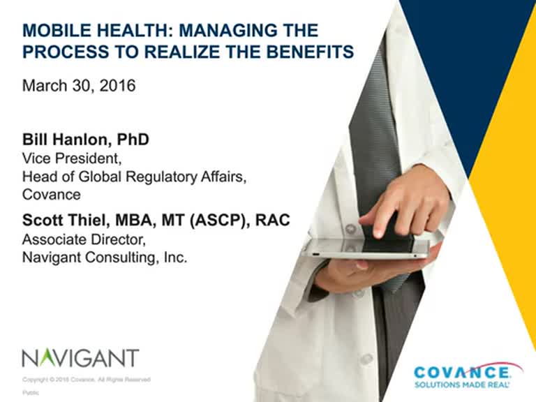 Covance Logo - Webinar: Mobile Health - Managing the Process to Realize the Benefits