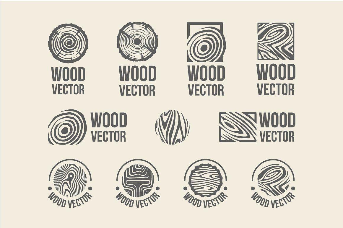 Texture Logo - Set of wood rings texture logo