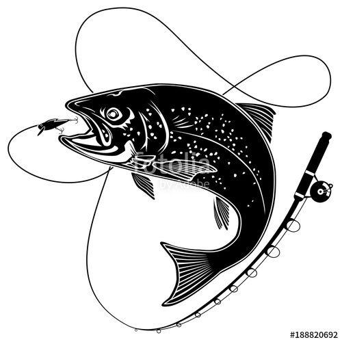 Trout Logo - TROUT LOGO WHITE Stock Image And Royalty Free Vector Files