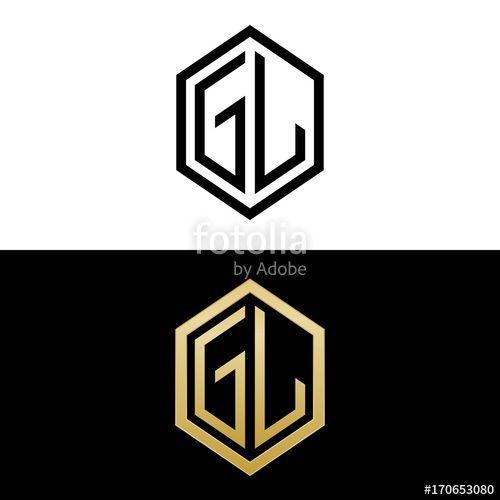 GL Logo - initial letters logo gl black and gold monogram hexagon shape vector ...