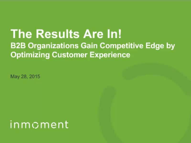 Inmoment Logo - The Results Are In! B2B Organizations Gain Competitive Edge