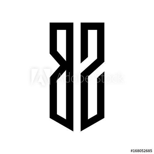 Bz Logo - initial letters logo bz black monogram pentagon shield shape