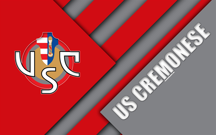 Cremonese Logo - Scarica sfondi US Cremonese FC, 4k, material design, logo, rosso ...