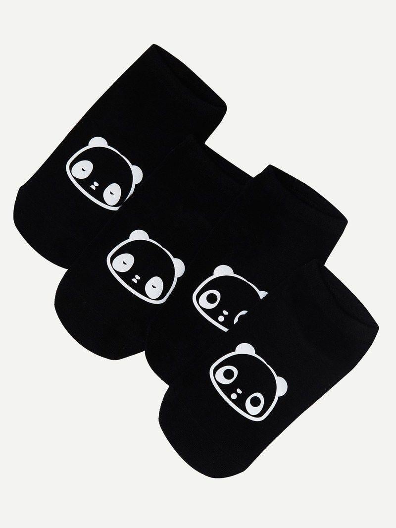 Romwe.com Logo - Panda Pattern Socks 5pairsFor Women Romwe