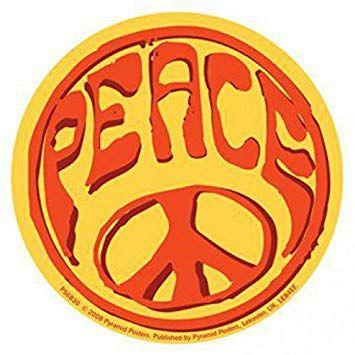 Hippie Logo - Peace Sticker Adhesive Decal Hippie Logo 4 x 4 inches