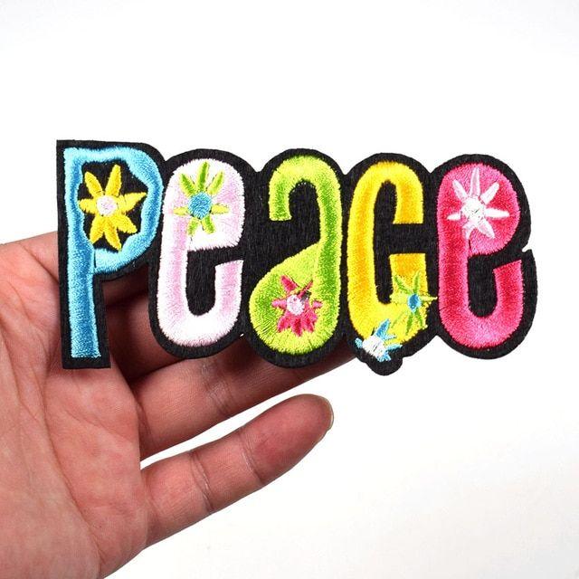 Hippie Logo - Peace Hippie Logo Patch For Clothing Iron on Embroidered Sew