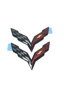 C7.r Logo - Chevrolet Corvette C7.R Z06 Front & Rear Bumper Emblem Badge 2pc