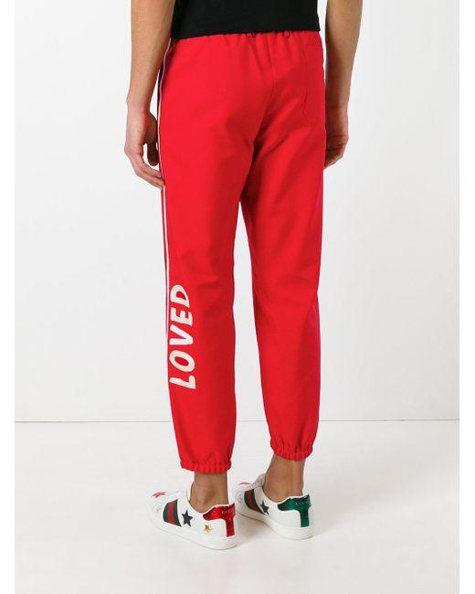 Dirt-Cheap Logo - For Mens Gucci Red Loved Logo Trousers In Dirt-Cheap Mens Gucci