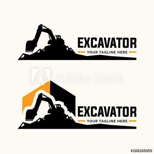 Excavator Logo - Excavator and backhoe logo template. this stock vector