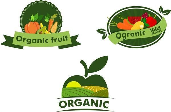 Fruits Logo - Organic fruits logo sets various shaped symbol elements Free vector ...