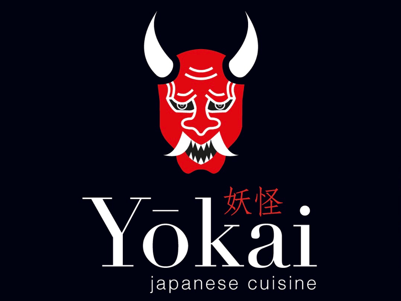Yokai Logo - Oni logo for restaurant Yokai