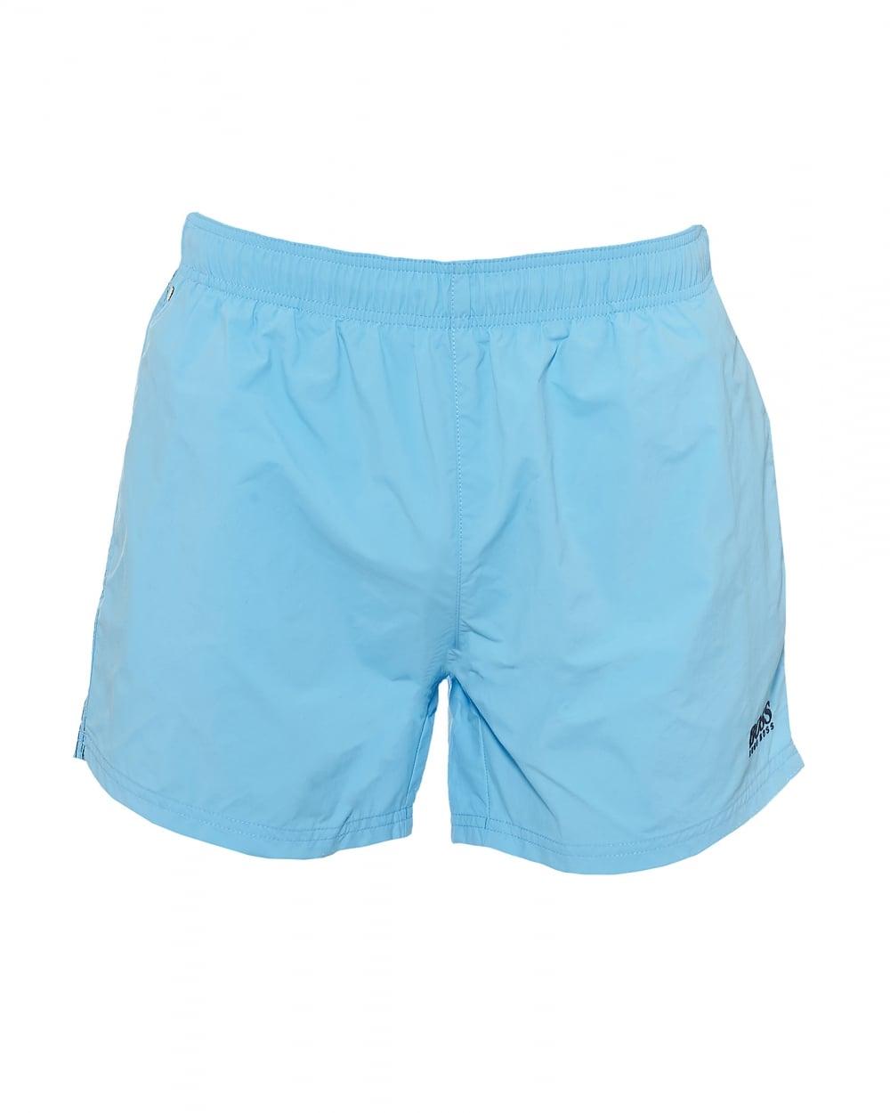 Plain Logo - Hugo Boss Body Mens Perch Swim Shorts, Logo Sky Blue Swimming Trunks