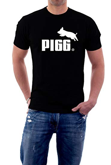 Pigg Logo - Amazon.com: Funny Pigg Parody PUMA Logo Pig Jumping Humor T-shirt ...