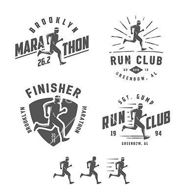 Marathon-Running Logo - Set of vintage running club design elements vector