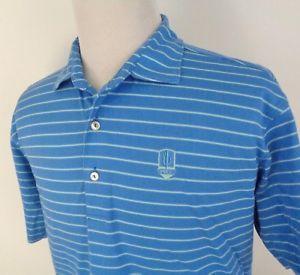 PVCC Logo - Peter Millar Large Golf Polo Shirt Striped Blue Green Stretch SS