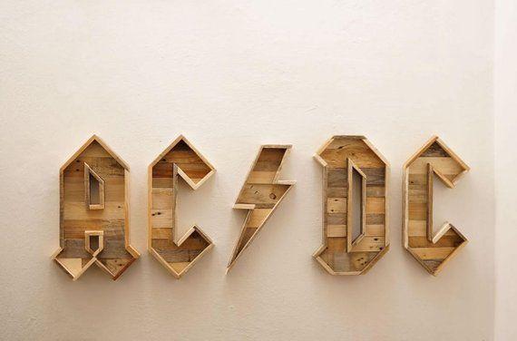 Wooden Logo - AC DC Wooden Logo Wooden Sign Wooden Letters Wall Sign