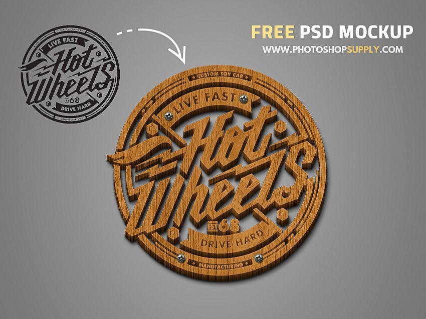 Wooden Logo - 3D Wood Logo Mockup PSD Free - Photoshop Supply