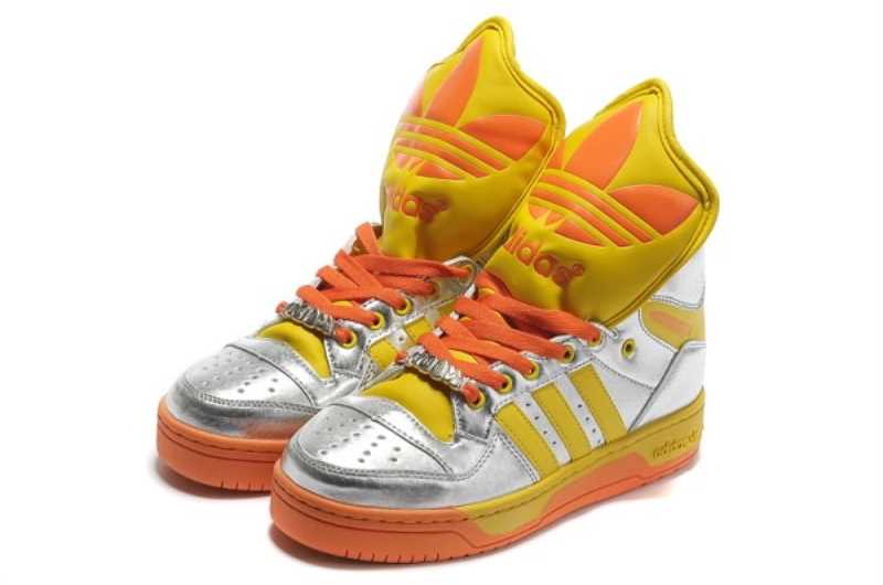 Yellow Shoe with Wing Logo - Adidas Jeremy Scott JS Logo Silver Yellow Shoes (Vb8761)