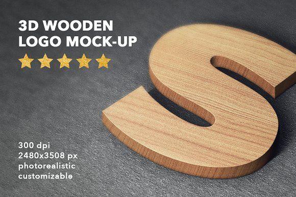 Wooden Logo - 3D wooden logo sign mock-up ~ Product Mockups ~ Creative Market