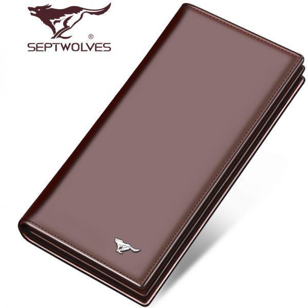 Septwolves Logo - Septwolves Korean version trend Genuine Leather zipper Long ...