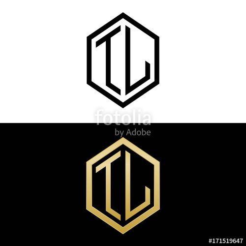 TL Logo - initial letters logo tl black and gold monogram hexagon shape vector
