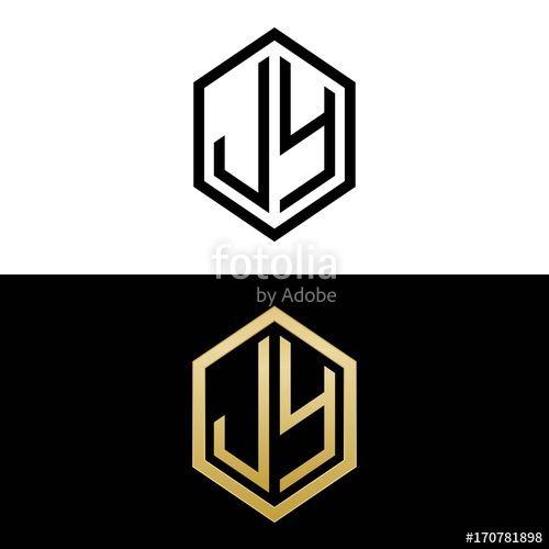 Jy Logo - initial letters logo jy black and gold monogram hexagon shape vector ...