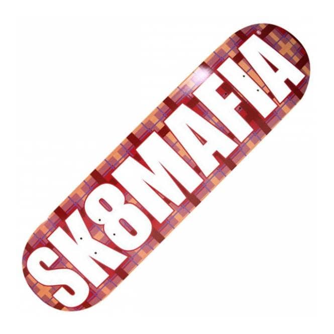 SK8MAFIA Logo - Sk8mafia OG Logo Plaid Red Skateboard Deck 8.25''