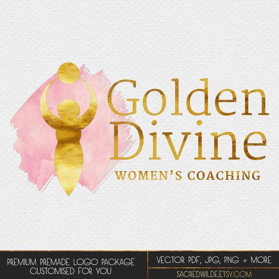 Godess Logo - Pink and Gold Goddess Logo Design Feminine Geometry Sacred | Etsy