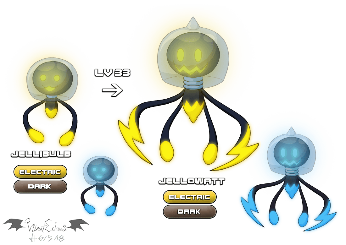 Fakemon Logo - Jellibulb and Jellowatt (Dark/Electric Fakemon) by VibrantEchoes ...