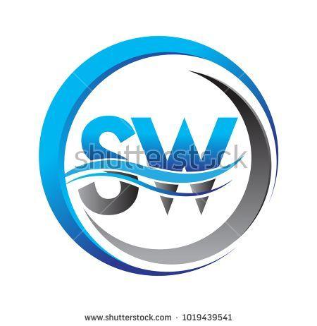 SW Logo - initial letter logo SW company name blue and grey color on circle