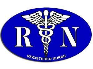 Nursing Logo - 3x5 inch BLUE Oval RN Registered Nurse Caduceus Logo Sticker ...