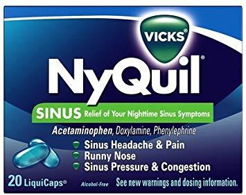 Nyquil Logo - Amazon.com: Vicks NyQuil Sinus LiquiCaps, 20ct: Health & Personal Care