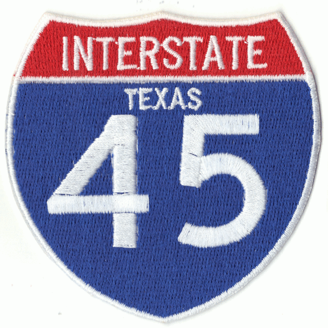 Freeway Logo - Houston Freeway Interstate 45 I-45 Sign Logo Embroidered Iron on ...
