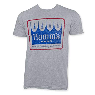 Hamm's Logo - Hamm's Distressed Logo T Shirt Medium Gray: Clothing