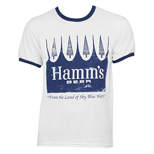 Hamm's Logo - Hamm's Men's Classic Ringer Tee Shirt: Clothing