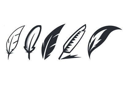 Black and White Quill Logo - Quills Logo Variations | Feather | Logos, Logo design, Logo inspiration