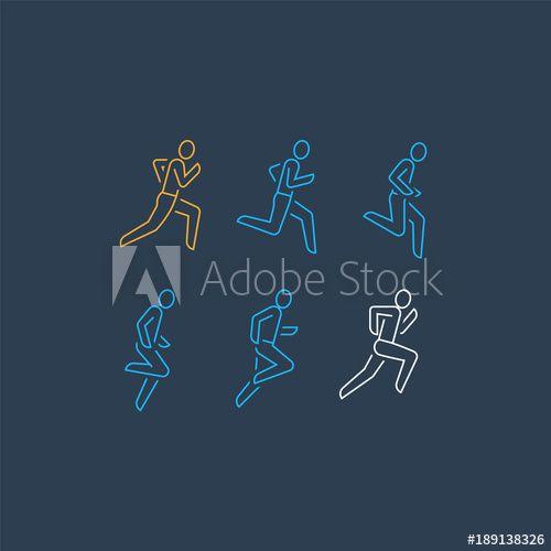 Runner Logo - Runner logo, running person line icon, motion sequence set, marathon ...
