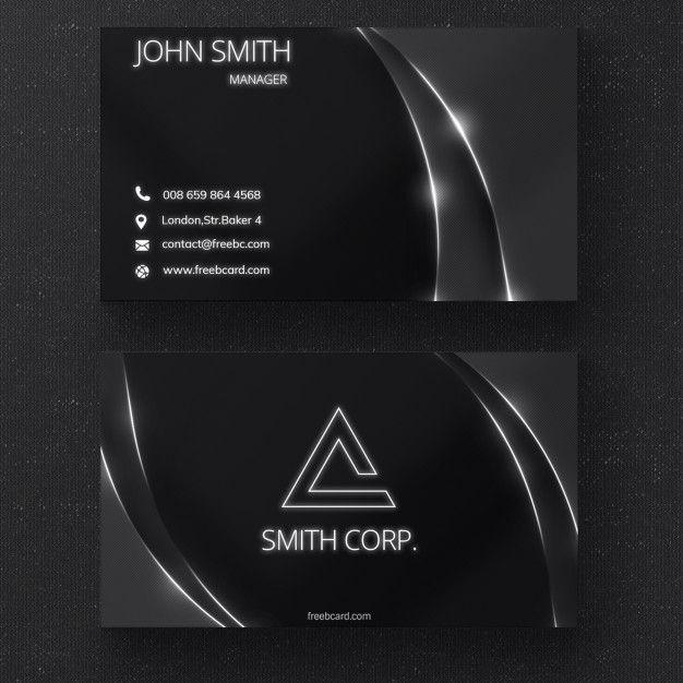 Glossy.com Logo - Black business card with glossy lines PSD file