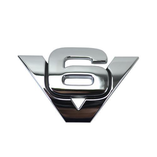 V6 Logo - Chrome V6 Emblem - LMR.com