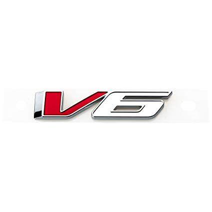 V6 Logo - OEM NEW Bed Fender V6 Emblem Badge Chrome & Red 17 18