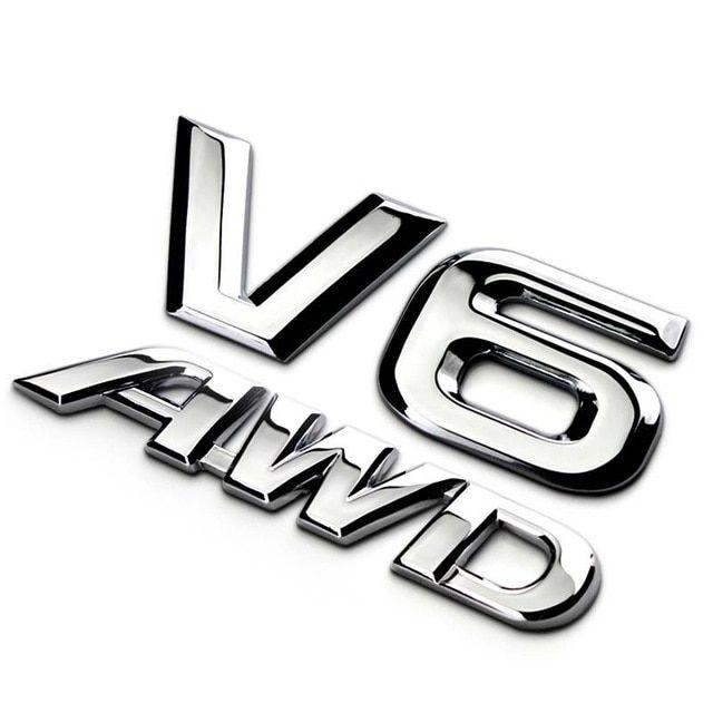 V6 Logo - Highlanger Emblem V6 4WD LIMITED Metal Chrome Logo Accessories