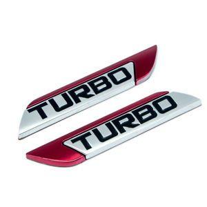 V6 Logo - 2x Red Metal Chrome TURBO Badge Emblem 3D Engine V6 Sticker