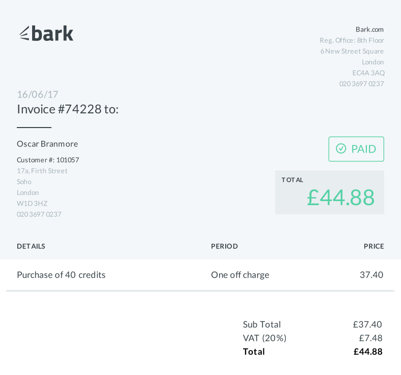 Bark.com Logo - Your Invoices – Help Centre