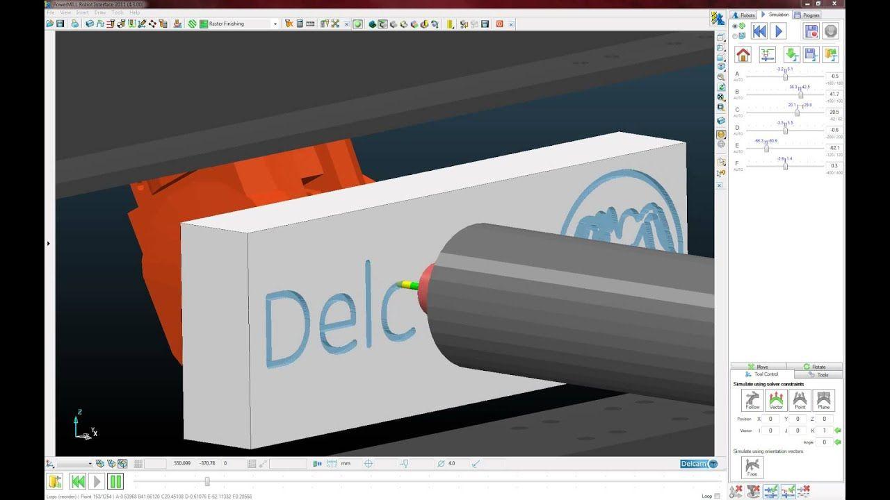 Delcam Logo - PowerMILL Focus Robot Delcam Logo Sim - YouTube