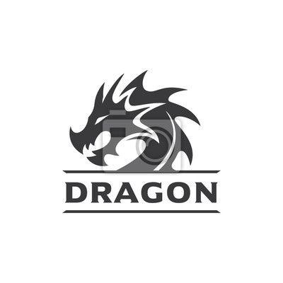 Smok Logo - Fototapeta Dragon Head Logo Szablon, Tożsamość marki smok, smok ...