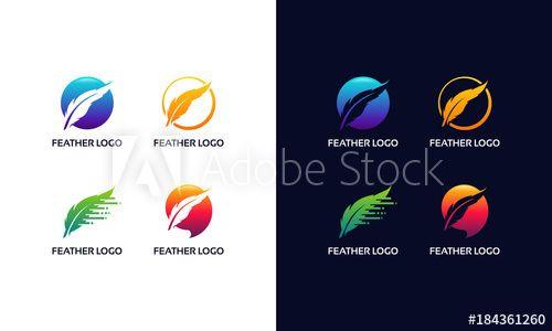 Feather Quill Logo - Set of Modern Feather logo, Lawyer Law firm Logo design Feather ...